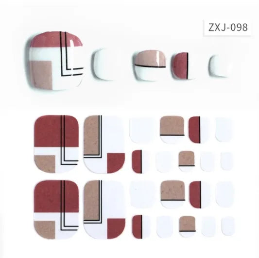 Toe Nail Art Sticker Tips Wraps Adhesive Decals Toenail Polish Strips DIY Pedicure Foot Decals Manicure Women - Glowing Love