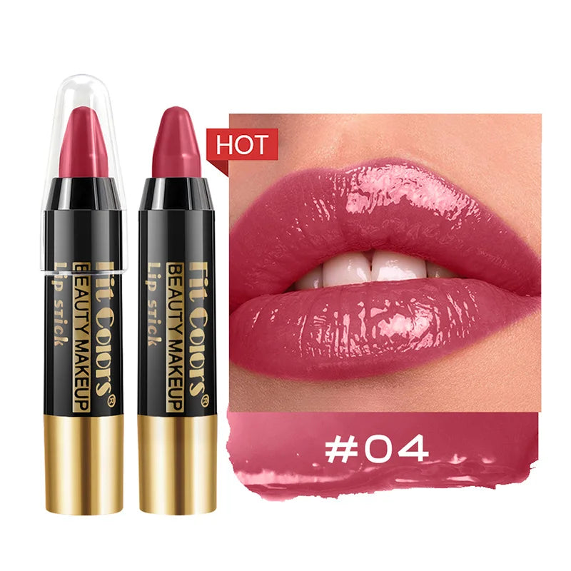 Fit Colors 6-Color Nourishing Lip Crayons - Velvet Finish, Hydrating, Non-Transfer, and Waterproof Lipsticks