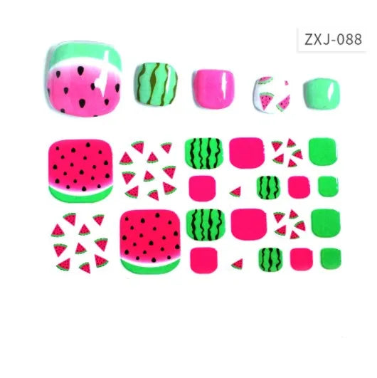 Toe Nail Art Sticker Tips Wraps Adhesive Decals Toenail Polish Strips DIY Pedicure Foot Decals Manicure Women - Glowing Love