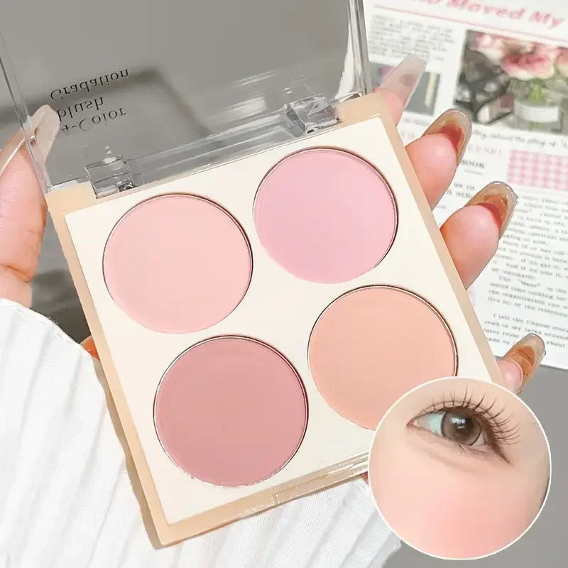 4-Color Matte Blush Palette, Waterproof Long-Lasting, Easy Apply,Multi-Look Face & Eye Makeup,Unisex,Safe Certified,Perfect Gift