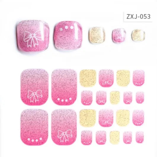 Toe Nail Art Sticker Tips Wraps Adhesive Decals Toenail Polish Strips DIY Pedicure Foot Decals Manicure Women - Glowing Love