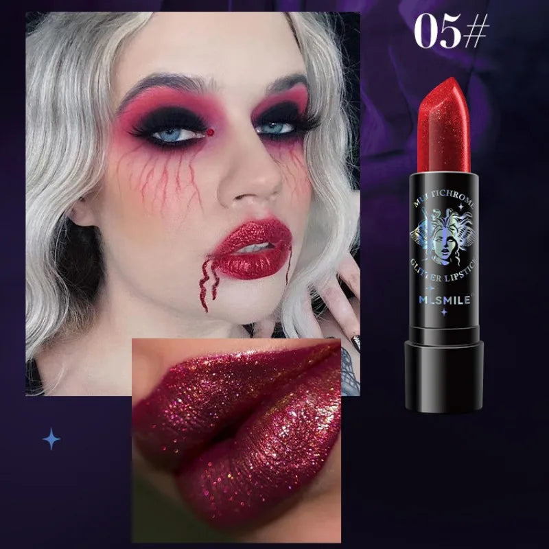 Pearly Lustre Diamond Lipstick Shiny Metallic Lipsticks Black Dark Red Lipsticks Matte Lasting Non-stick Cup Festival Lip Makeup - Glowing Love