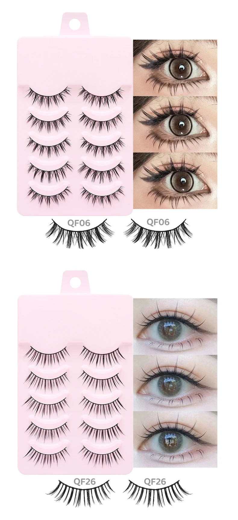 DINGSEN 5 Pairs Manga Lashes Eyes Lashes Soft Natural Long Eyelashes Fake Lashes Anime Wispy Strip False Eyelashes Makeup - Glowing Love