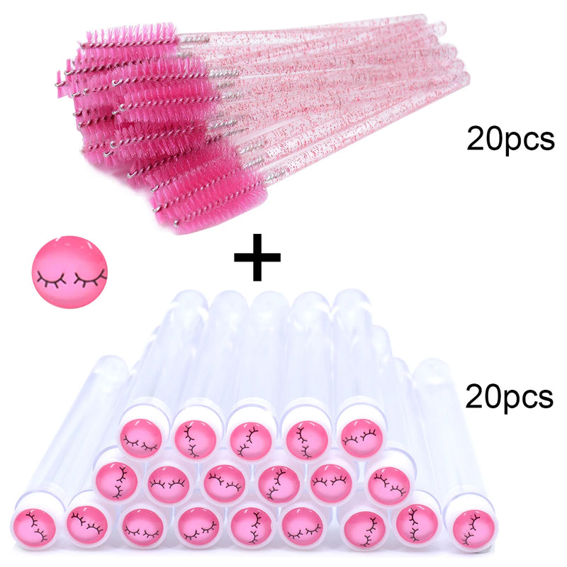 OKAYLASH 20Sets Eyelash Mascara Wands Tubes Reusable Glitter Eye Lash Brush Case Eyebrow Spoolie Comb Container Wholesale