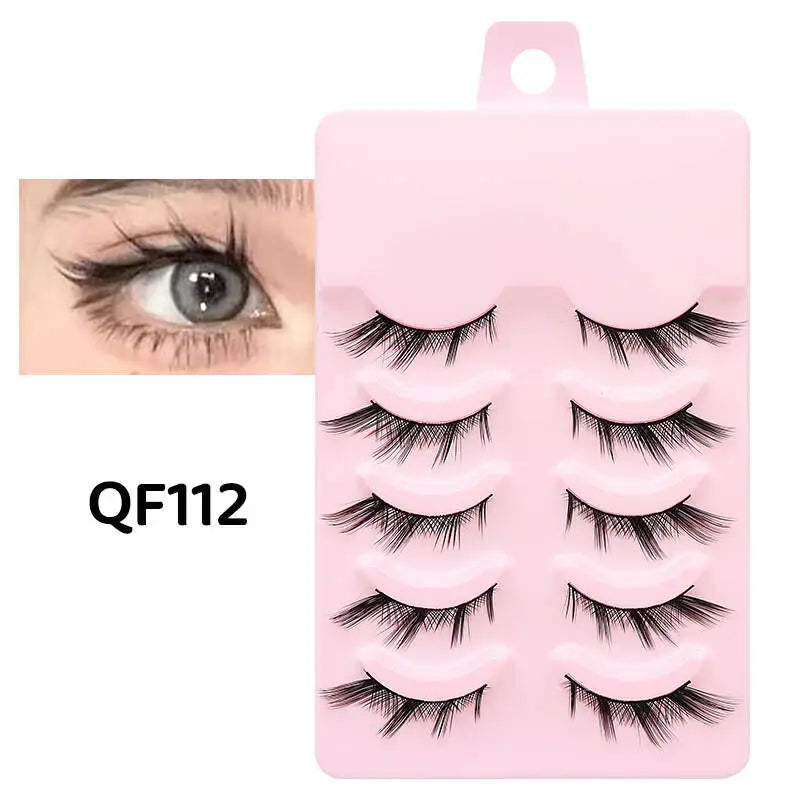 DINGSEN 5 Pairs Manga Lashes Eyes Lashes Soft Natural Long Eyelashes Fake Lashes Anime Wispy Strip False Eyelashes Makeup - Glowing Love