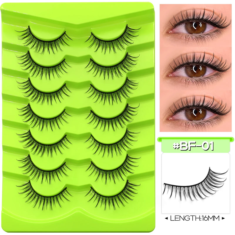 GROINNEYA Manga Lashes Eyes Lashes Soft Natural Long Eyelashes False Eyelashes Anime Wispy Strip Fake Lashes Makeup