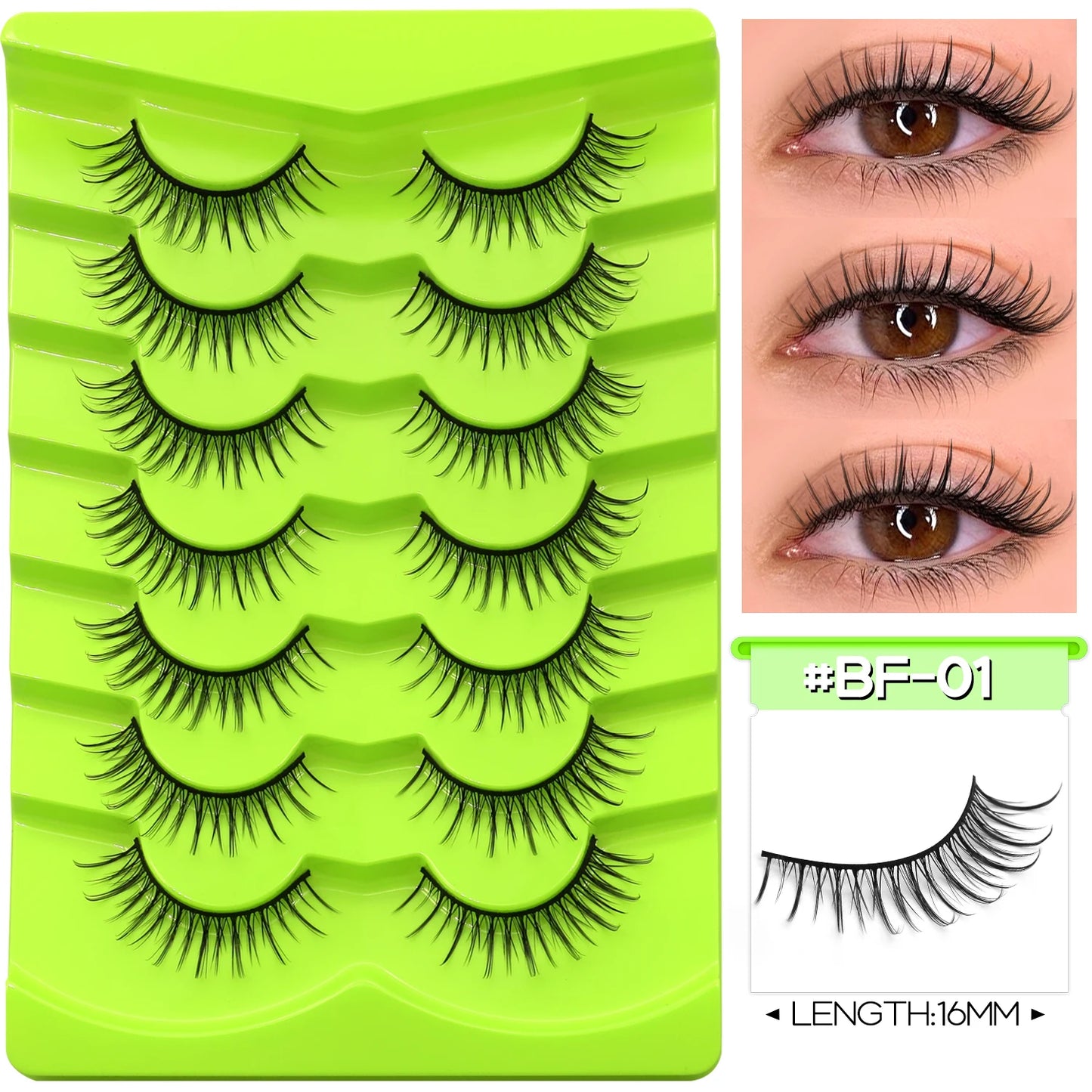 GROINNEYA Manga Lashes Eyes Lashes Soft Natural Long Eyelashes False Eyelashes Anime Wispy Strip Fake Lashes Makeup - Glowing Love