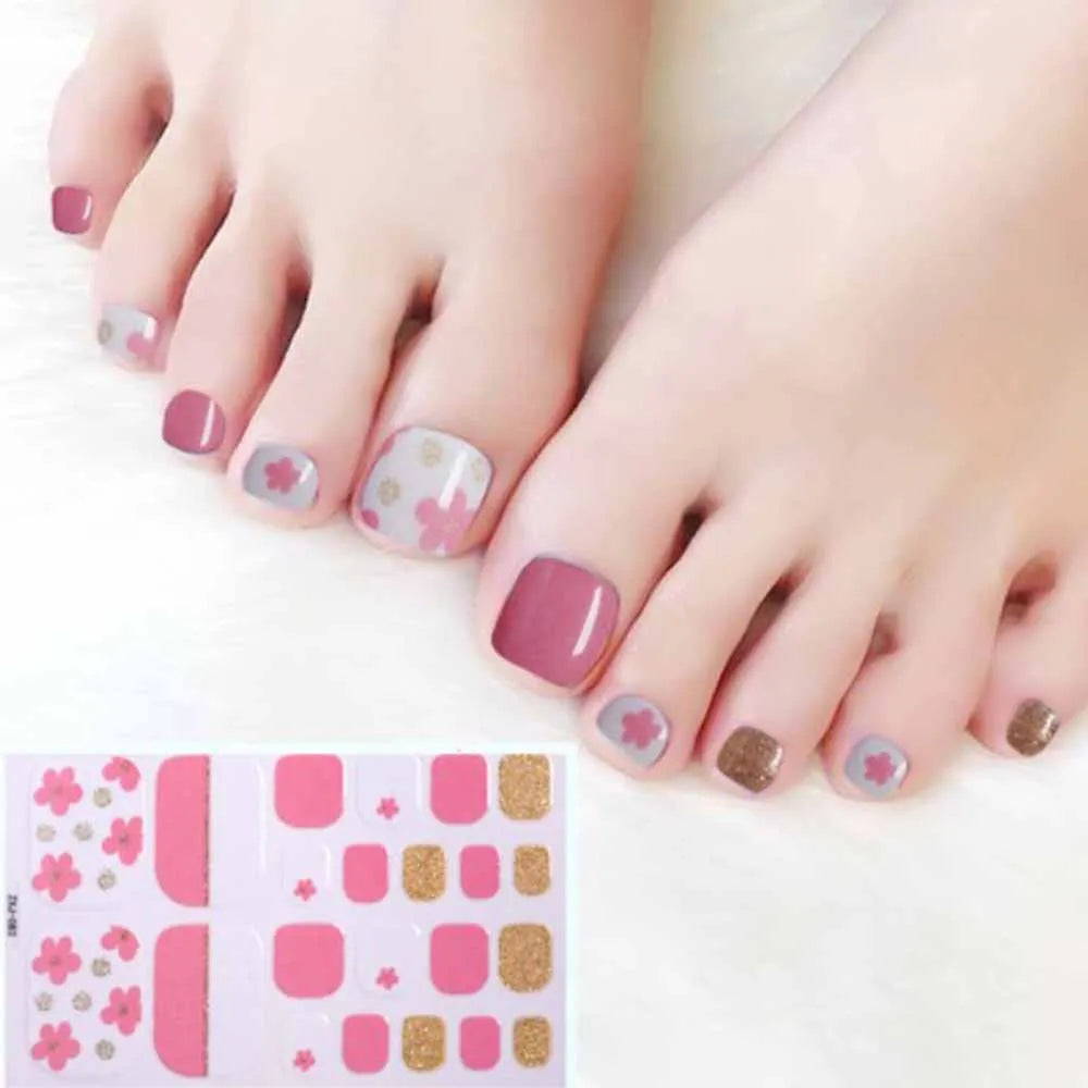 Toe Nail Art Sticker Tips Wraps Adhesive Decals Toenail Polish Strips DIY Pedicure Foot Decals Manicure Women - Glowing Love