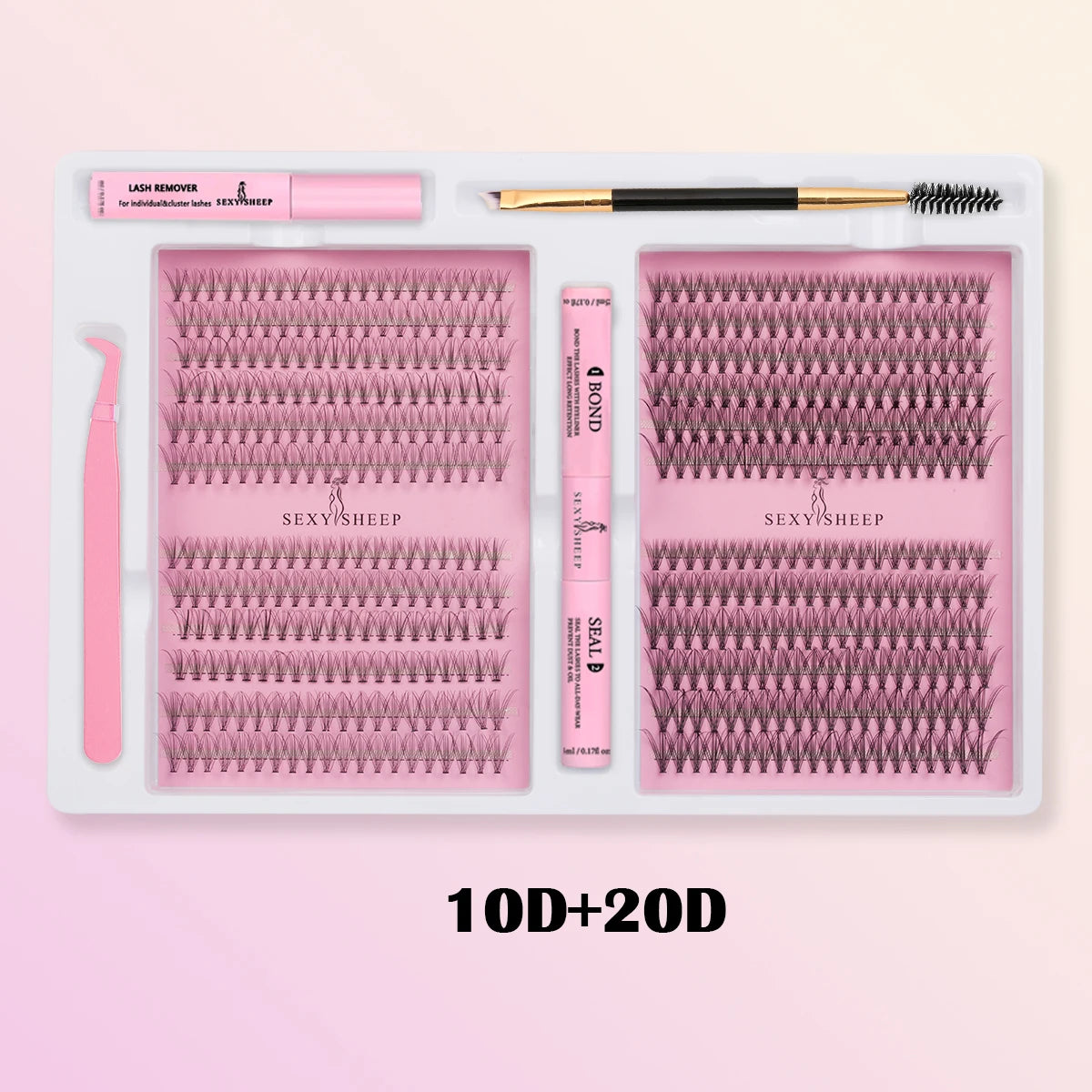 DIY False Eyelashes Clusters Extensions Individual Lashes Cluster Natural Segmented With glue,Remover,lash brush，tweezers - Glowing Love