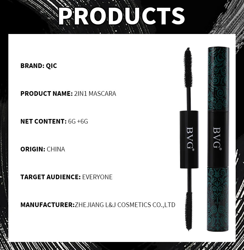 Double-ended mascara with ultra-fine brush head, full of curling, waterproof, anti-fouling, no makeup, curling eyelash makeup to