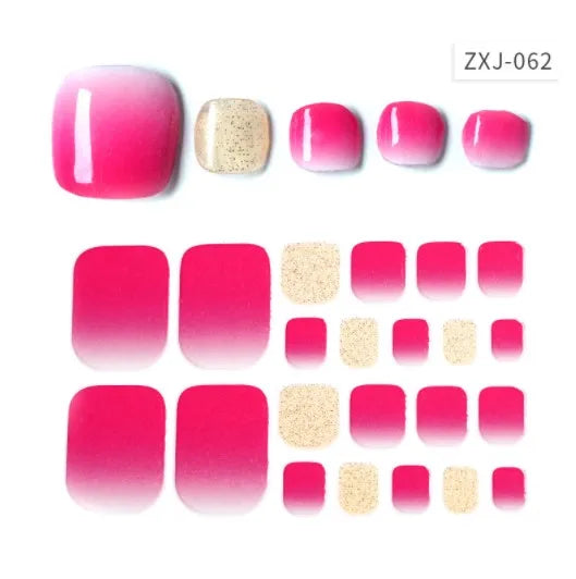 Toe Nail Art Sticker Tips Wraps Adhesive Decals Toenail Polish Strips DIY Pedicure Foot Decals Manicure Women - Glowing Love