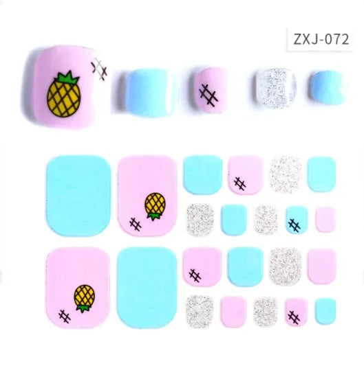 Toe Nail Art Sticker Tips Wraps Adhesive Decals Toenail Polish Strips DIY Pedicure Foot Decals Manicure Women - Glowing Love