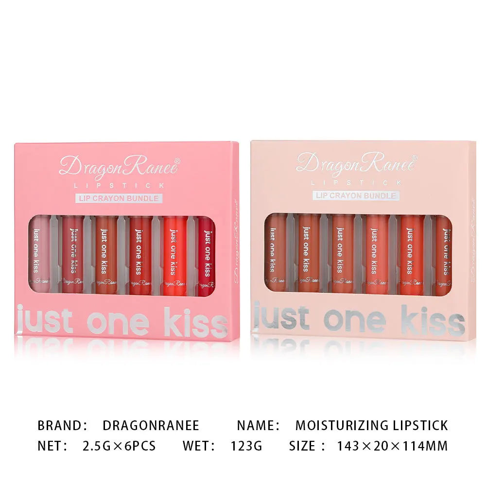 Dragon Ranee 6pcs/set Moisturising Crayon Lipsticks  Long-Lasting Moisturising Swivel Lipsticks Solid Lip Balm - Glowing Love