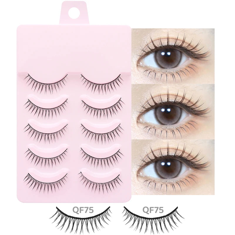 DINGSEN 5 Pairs Manga Lashes Eyes Lashes Soft Natural Long Eyelashes Fake Lashes Anime Wispy Strip False Eyelashes Makeup - Glowing Love
