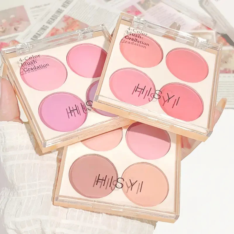 4-Color Matte Blush Palette, Waterproof Long-Lasting, Easy Apply,Multi-Look Face & Eye Makeup,Unisex,Safe Certified,Perfect Gift