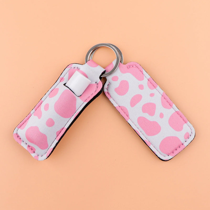 Leopard Print New Fashion Lipstick Holder Keychains Chapstick Holder Lip Balm Lipsticks Keyrings Bag Jewelry