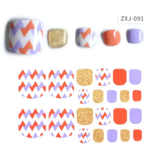Toe Nail Art Sticker Tips Wraps Adhesive Decals Toenail Polish Strips DIY Pedicure Foot Decals Manicure Women
