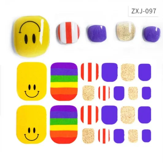 Toe Nail Art Sticker Tips Wraps Adhesive Decals Toenail Polish Strips DIY Pedicure Foot Decals Manicure Women