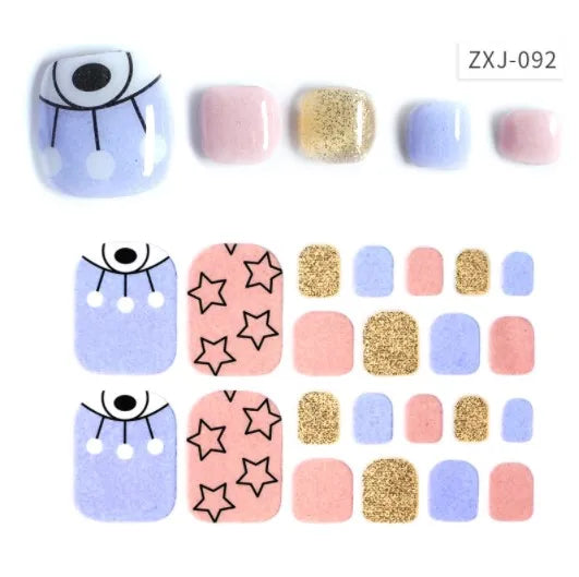 Toe Nail Art Sticker Tips Wraps Adhesive Decals Toenail Polish Strips DIY Pedicure Foot Decals Manicure Women