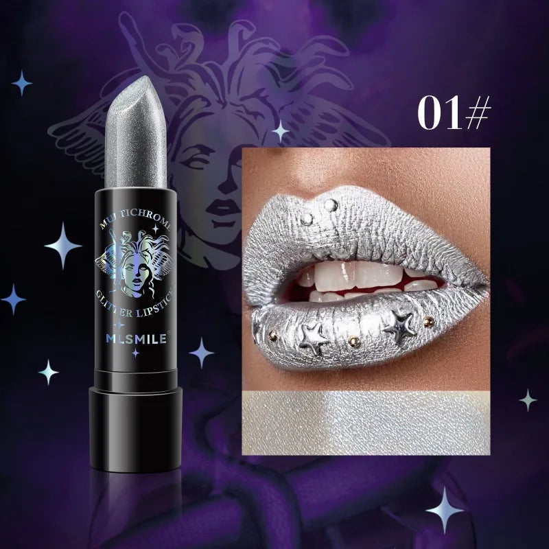 Pearly Lustre Diamond Lipstick Shiny Metallic Lipsticks Black Dark Red Lipsticks Matte Lasting Non-stick Cup Festival Lip Makeup