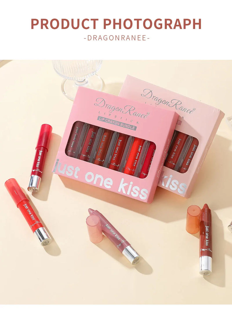 Dragon Ranee 6pcs/set Moisturising Crayon Lipsticks  Long-Lasting Moisturising Swivel Lipsticks Solid Lip Balm
