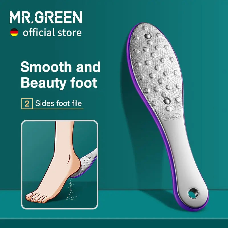 MR.GREEN Double Sided Foot File Pedicure Foot Care Tools Dead Skin Callus Remover Stainless Steel Professional - Glowing Love