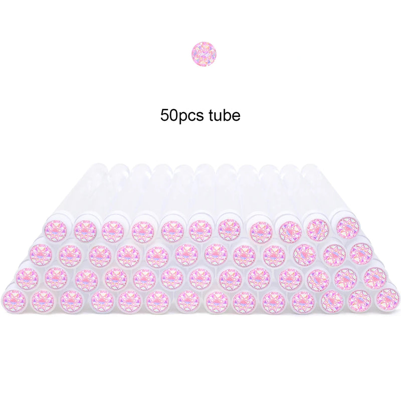 50Pcs Eyelash Brush Tubes With Crystal Lash Mascara Wands Eyebrow Comb Spoolies Container Lash Brush Applicators Makeup Tools