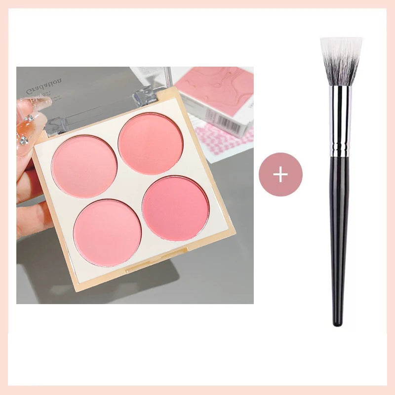 4-Color Matte Blush Palette, Waterproof Long-Lasting, Easy Apply,Multi-Look Face & Eye Makeup,Unisex,Safe Certified,Perfect Gift