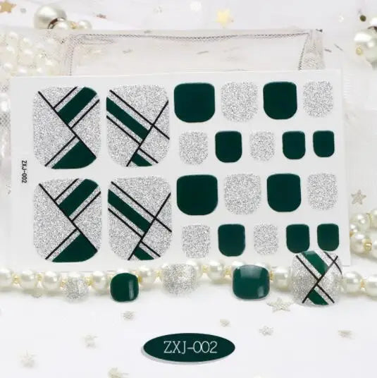 Toe Nail Art Sticker Tips Wraps Adhesive Decals Toenail Polish Strips DIY Pedicure Foot Decals Manicure Women - Glowing Love