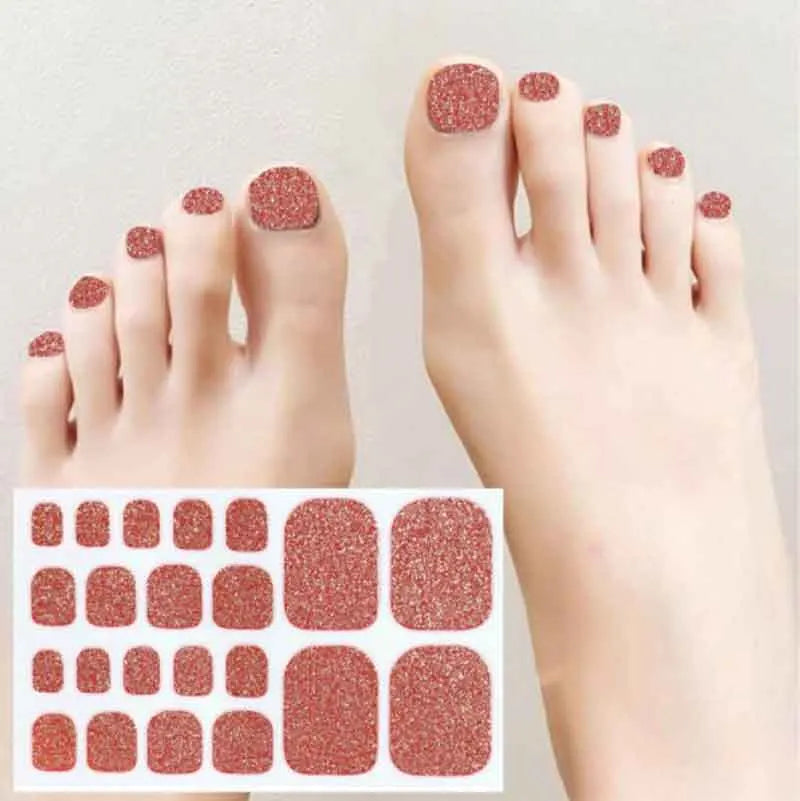 Toe Nail Art Sticker Tips Wraps Adhesive Decals Toenail Polish Strips DIY Pedicure Foot Decals Manicure Women - Glowing Love