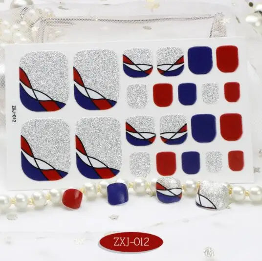 Toe Nail Art Sticker Tips Wraps Adhesive Decals Toenail Polish Strips DIY Pedicure Foot Decals Manicure Women
