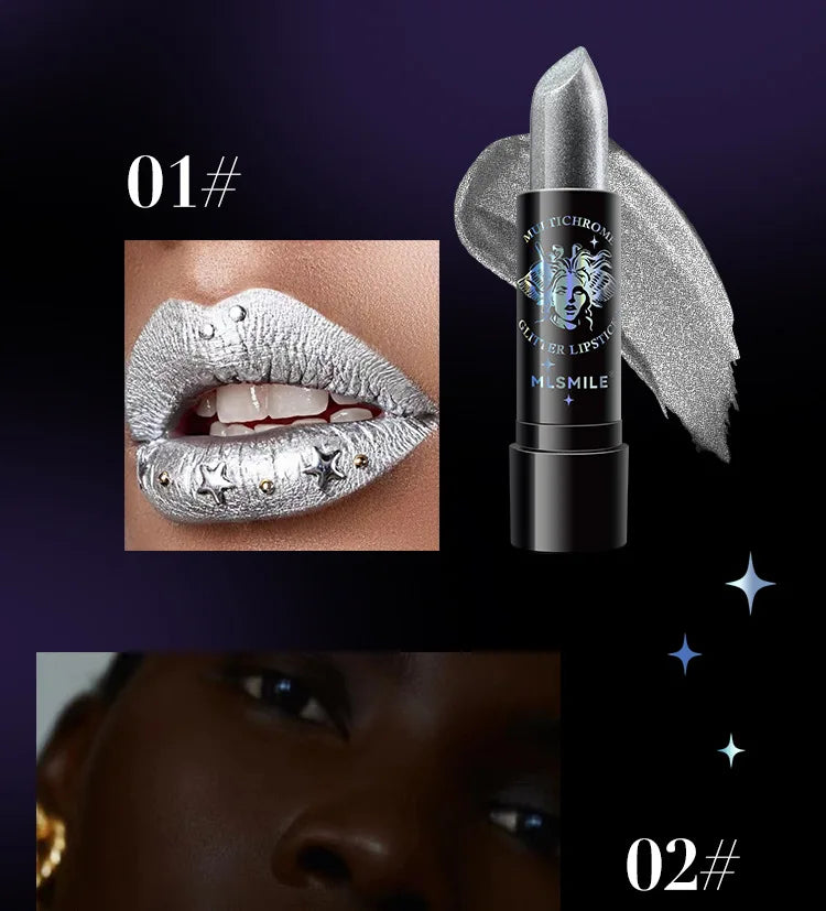 Pearly Lustre Diamond Lipstick Shiny Metallic Lipsticks Black Dark Red Lipsticks Matte Lasting Non-stick Cup Festival Lip Makeup