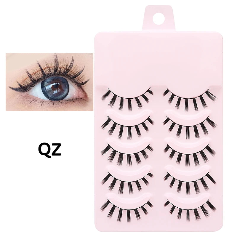 DINGSEN 5 Pairs Manga Lashes Eyes Lashes Soft Natural Long Eyelashes Fake Lashes Anime Wispy Strip False Eyelashes Makeup - Glowing Love
