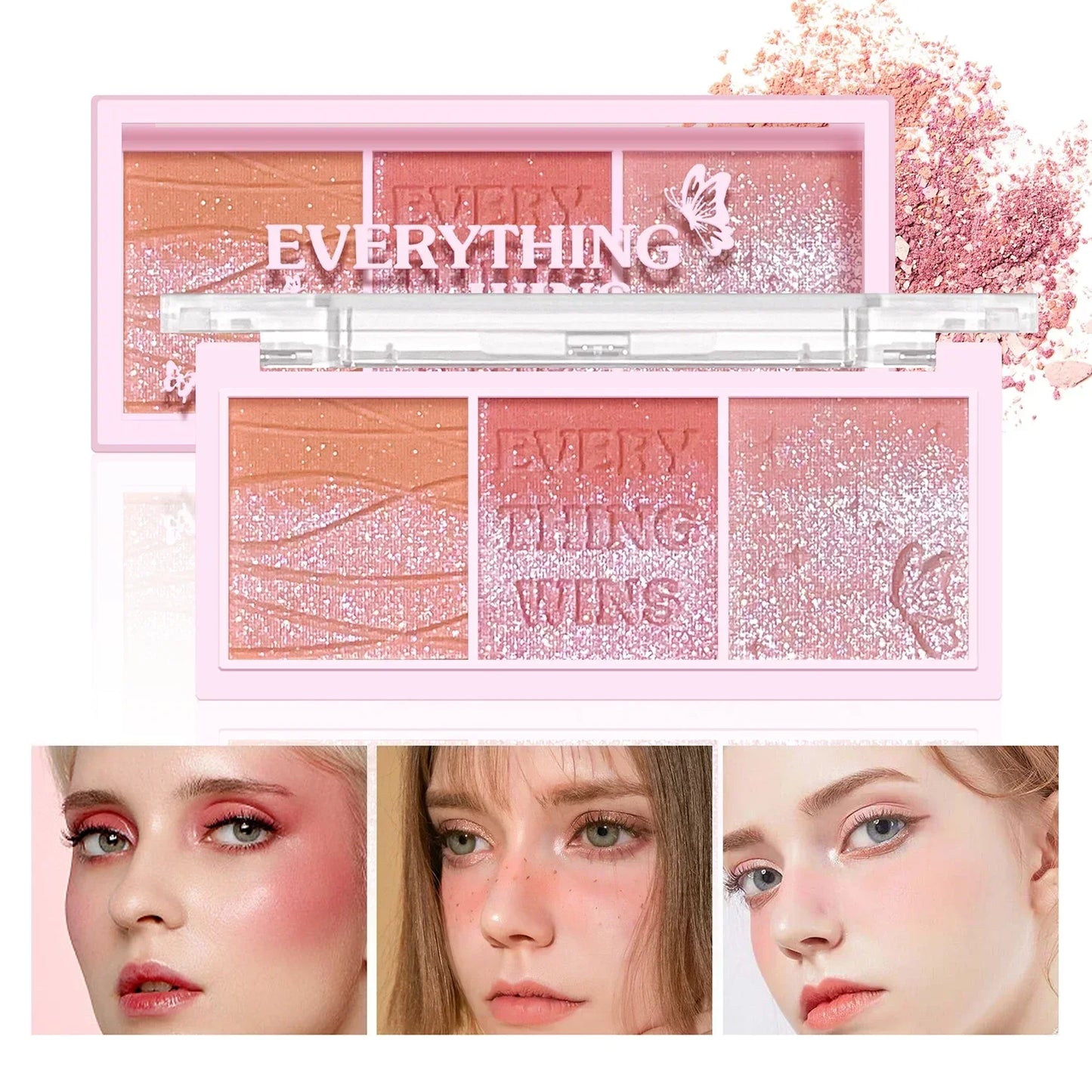 3-color Blush Palette Nude Makeup Natural Matte Milk Tea Orange Tone Long-lasting Rouge Blush Powder Cream Palette