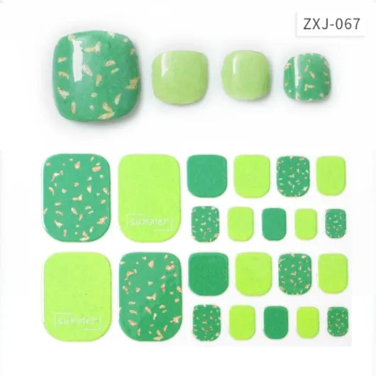 Toe Nail Art Sticker Tips Wraps Adhesive Decals Toenail Polish Strips DIY Pedicure Foot Decals Manicure Women - Glowing Love