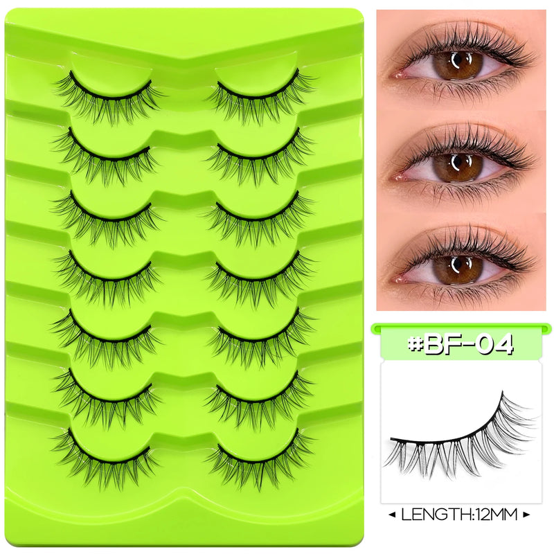 GROINNEYA Manga Lashes Eyes Lashes Soft Natural Long Eyelashes False Eyelashes Anime Wispy Strip Fake Lashes Makeup
