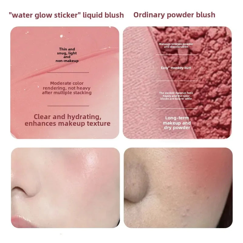 Liquid Blush Makeup - Blendable & Buildable Lightweight Cheek Color Blush Cream Natural Brighten Contouring Korean Cosmetics
