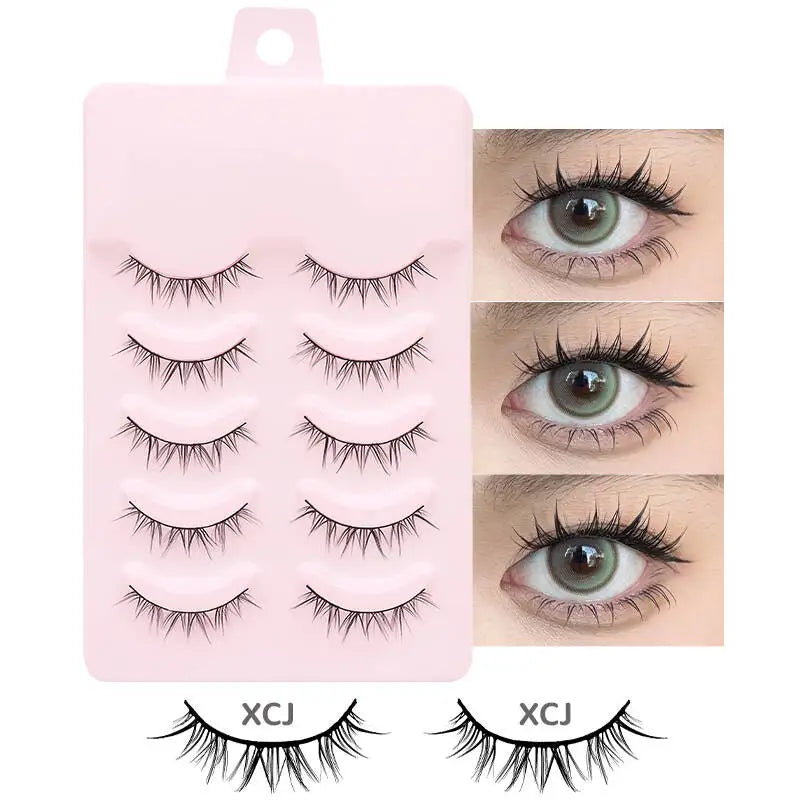 DINGSEN 5 Pairs Manga Lashes Eyes Lashes Soft Natural Long Eyelashes Fake Lashes Anime Wispy Strip False Eyelashes Makeup - Glowing Love