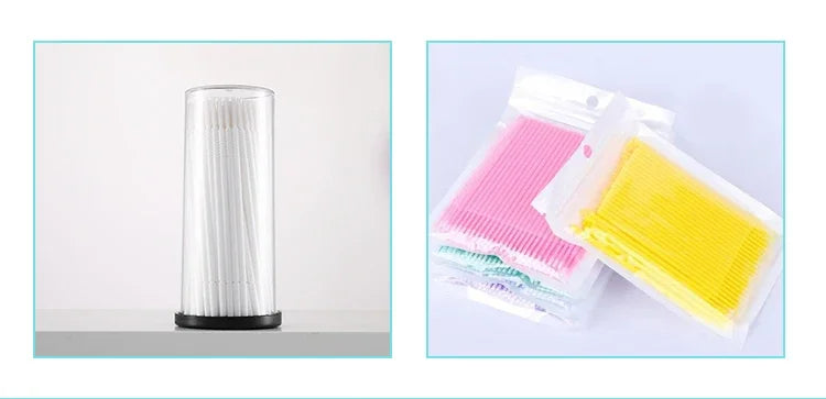 100pcs Long Head White Color Disposable Microbrush Applicator Mini Lash Brush Applicators Microblade Makeup Micro Brushes Tool - Glowing Love