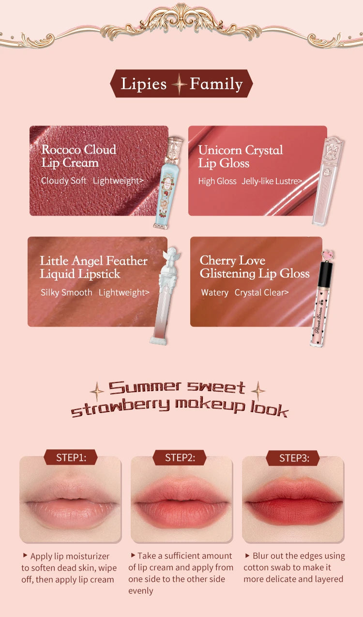 Flower Knows Strawberry Rococo Series Cloud Lip Cream Lipsticks 3.5g - Glowing Love