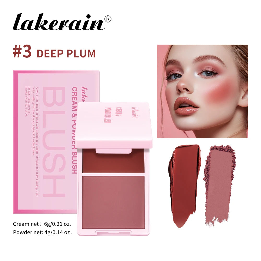 2-in-1 blush palette Natural and moist easy-to-color matte blush powder Facial blush Fine powder, easy to spread, easy to apply,