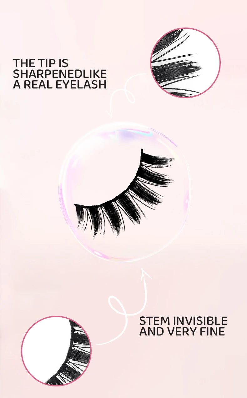DINGSEN 5 Pairs Manga Lashes Eyes Lashes Soft Natural Long Eyelashes Fake Lashes Anime Wispy Strip False Eyelashes Makeup - Glowing Love