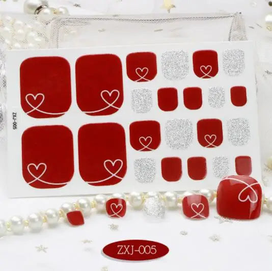 Toe Nail Art Sticker Tips Wraps Adhesive Decals Toenail Polish Strips DIY Pedicure Foot Decals Manicure Women - Glowing Love
