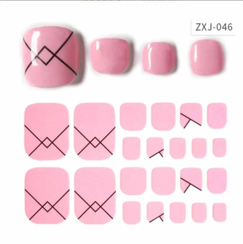 Toe Nail Art Sticker Tips Wraps Adhesive Decals Toenail Polish Strips DIY Pedicure Foot Decals Manicure Women