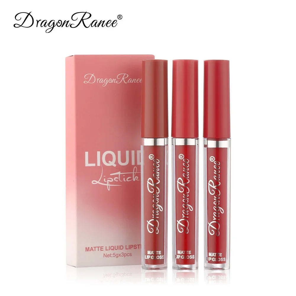 3 PCS Liquid Lipsticks Set Long Lasting Make Up For Women Korean Beauty Cosmetics Matte Lipsticks Waterproof Long lasting - Glowing Love