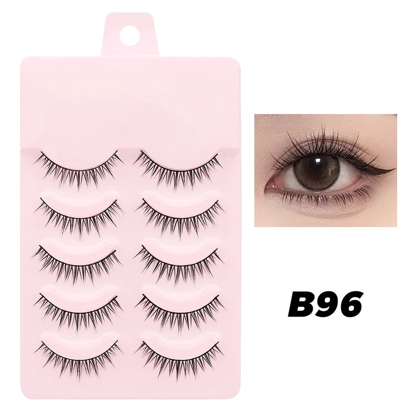 DINGSEN 5 Pairs Manga Lashes Eyes Lashes Soft Natural Long Eyelashes Fake Lashes Anime Wispy Strip False Eyelashes Makeup - Glowing Love