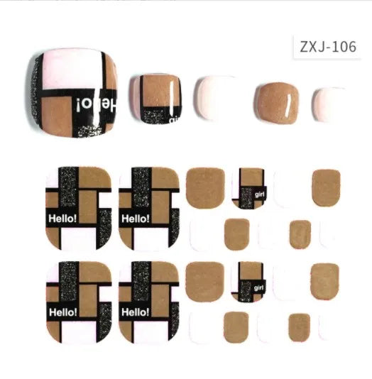 Toe Nail Art Sticker Tips Wraps Adhesive Decals Toenail Polish Strips DIY Pedicure Foot Decals Manicure Women