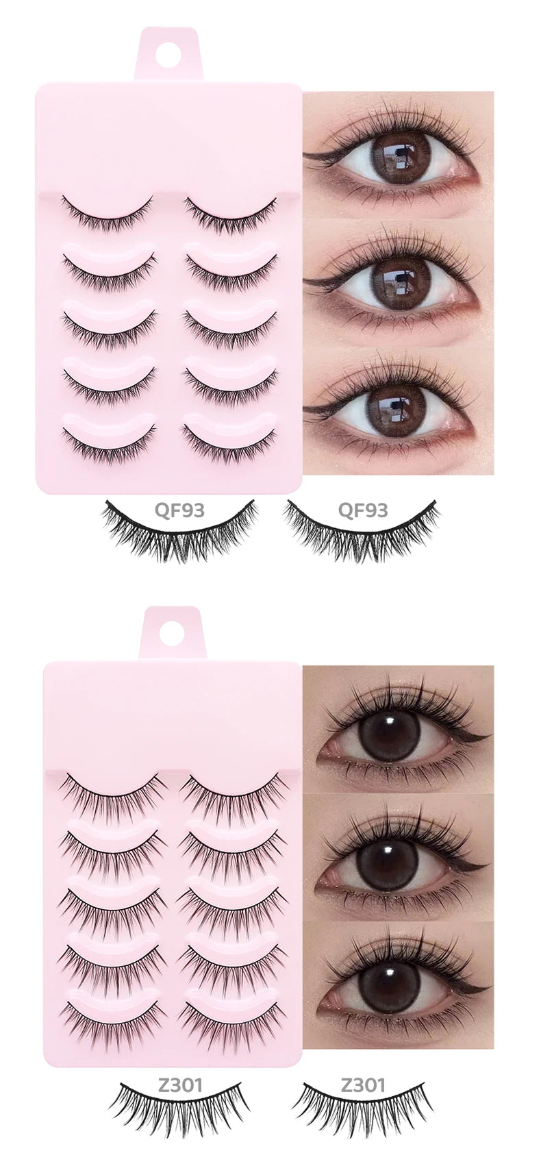 DINGSEN 5 Pairs Manga Lashes Eyes Lashes Soft Natural Long Eyelashes Fake Lashes Anime Wispy Strip False Eyelashes Makeup - Glowing Love