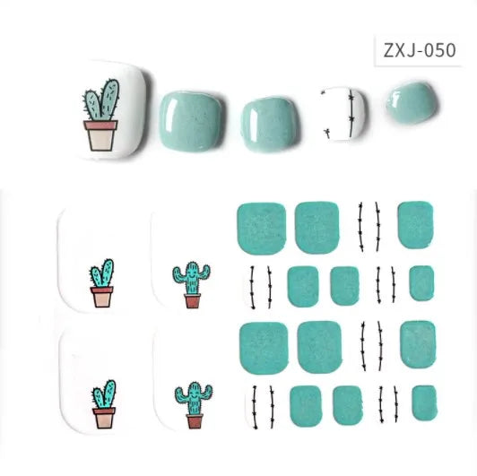Toe Nail Art Sticker Tips Wraps Adhesive Decals Toenail Polish Strips DIY Pedicure Foot Decals Manicure Women