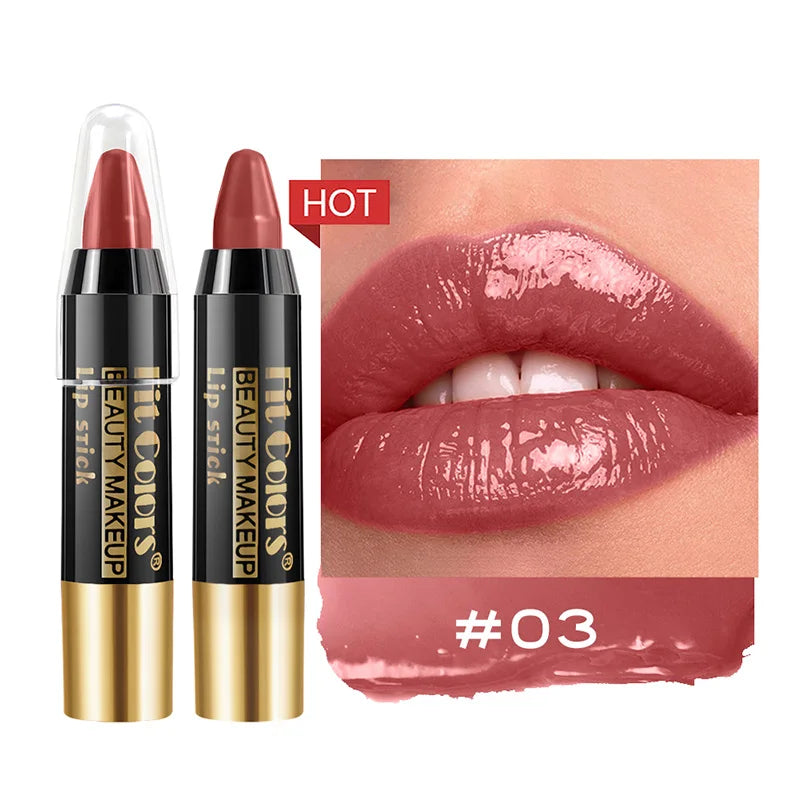 Fit Colors 6-Color Nourishing Lip Crayons - Velvet Finish, Hydrating, Non-Transfer, and Waterproof Lipsticks